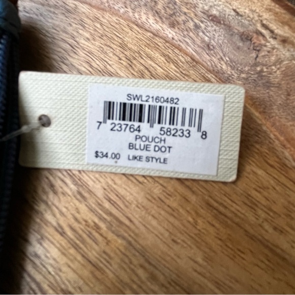 💙 Fossil Felicity Blue Dot Jori Zip Clutch Wallet & Pouch - Tan & Brown & Blue - Picture 7 of 15